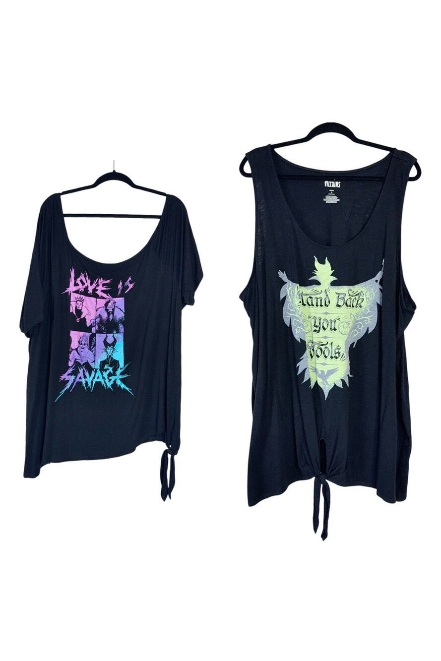 Torrid Disney Villains Black Tops Maleficent Ursula Cruella Plus Size 4 and 5